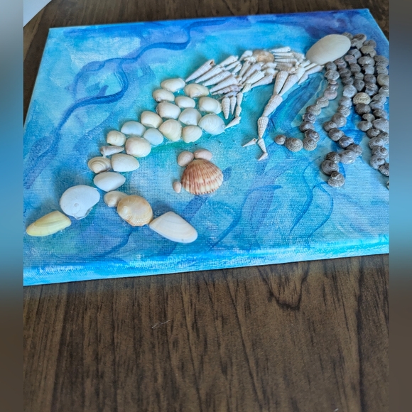 Original Artwork By Holly Pennell Seashell Mermaid Canvas Art - Mixed Media 8x10 - Picture 2 of 4